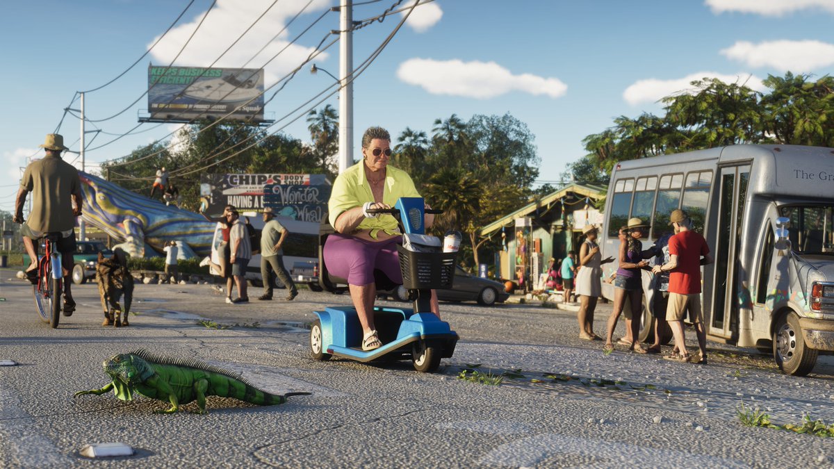 GTAVIBrief's tweet photo. Leonida road trip question:

First long stop Capri, Port Gellhorn, or straight into Vice City?

Rockstar has shown all three vibes. Where are you starting?

Art: Rockstar. https://t.co/MbzkvyEofe
