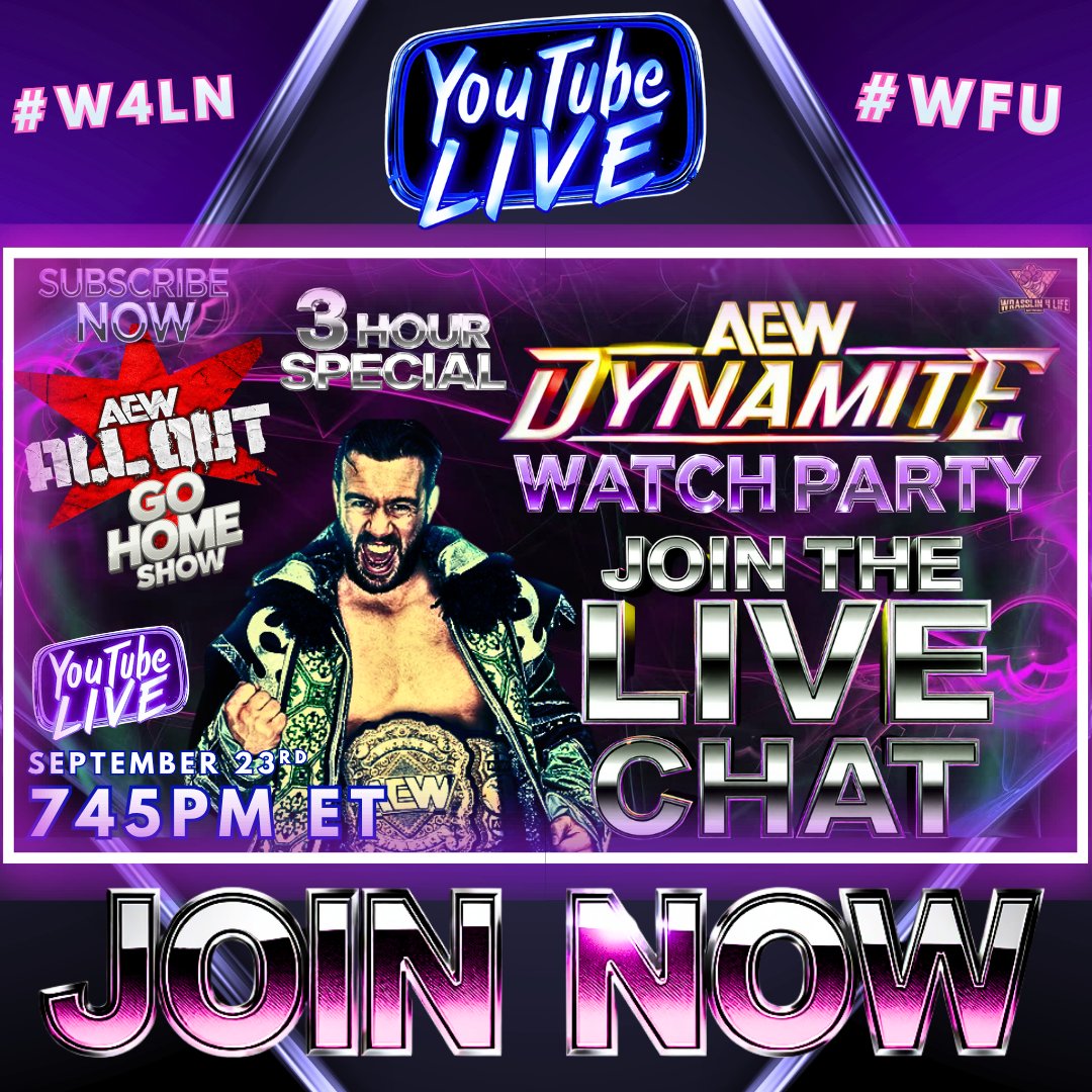 CM_Unc's tweet photo. It's Wednesday and you know what that means!

Join @Wrasslin4lifeN as we are live for #AEWDynamite and it's the go home show for All Out, so make sure you tune in with your favorite wrestling buddies and your alternative commentary for all the action and reaction https://t.co/ih2JFUsWJC
