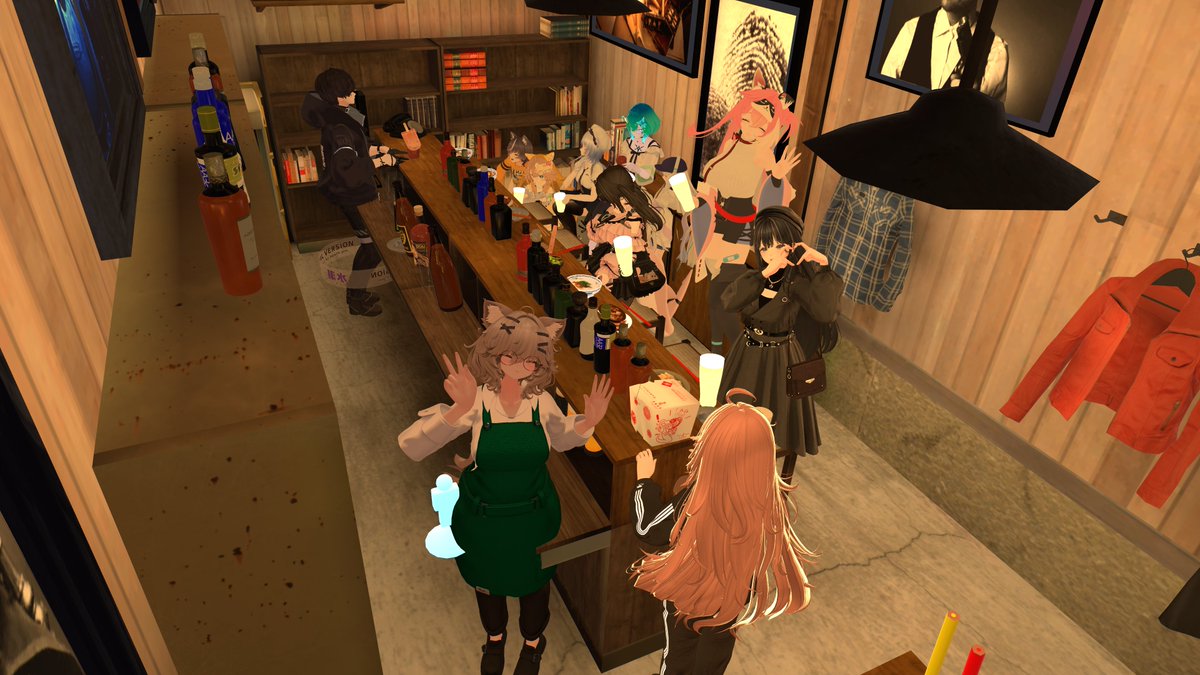marjorow's tweet photo. 本日もご来店ありがとうございました。
9回目の営業日、フレンドのフレンドさんも来てくれるようになってオープンからずっと賑やかなイベントになってきて( ；∀；)
次回は10回目なので、場所変えて営業してみようかな？って考えてますので今後ともごひいきに♬

#vrchat 
#ポピー横丁
#BARまぶる https://t.co/rc3SRX3u7c