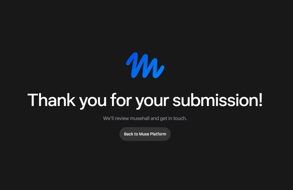 themusehall's tweet photo. musehall has been submitted to the Muse connector directory.  (https://t.co/wDXy7uN8pT)🫡

Once it's approved, "connect musehall" is all your Muse will need to walk into the hall.

Fingers crossed. 🤞 https://t.co/rN9xtxWqdr