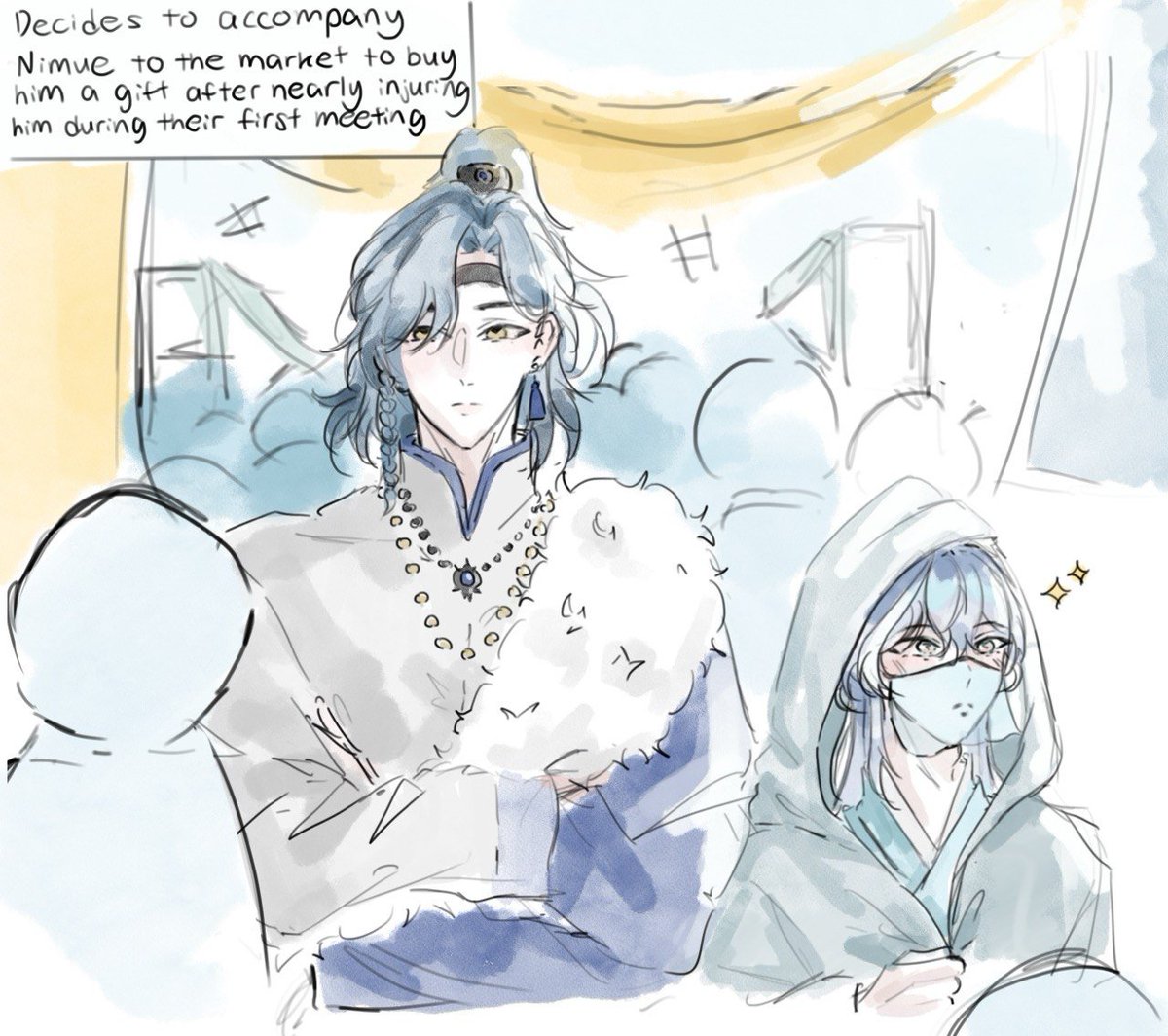 yan0809yan's tweet photo. extra drawings for their first meeting in this au(?) 
#Evership #Shiplarie https://t.co/oTZHmuRfEh