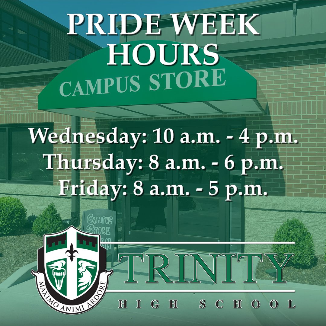 GoRocks's tweet photo. Your Shamrock spirit starts here! The Trinity Campus Store is open the following hours during Pride Week (Sept. 23-25). Make sure you are game day ready by visiting today! https://t.co/Gb0OQSgJLK