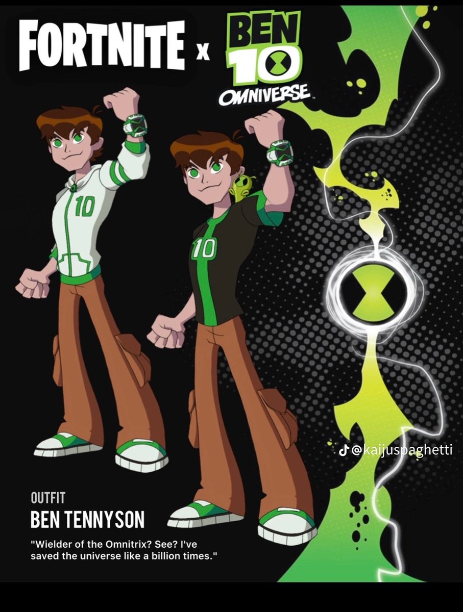 TennysonBe846's tweet photo. @Fortnite Add Ben 10 Wave 2 https://t.co/x0ps3A1auD
