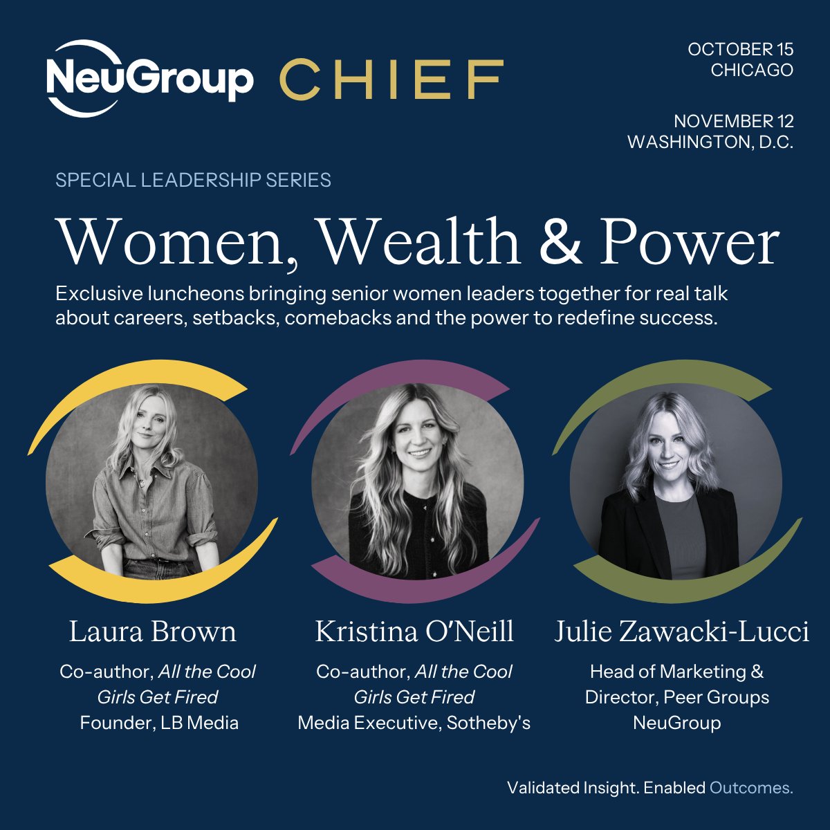 NeuGroup's tweet photo. NeuGroup is excited to collaborate with @JoinChiefNow on two special luncheons featuring Laura Brown and Kristina O’Neill, co-authors of #AlltheCoolGirlsGetFired for candid conversation, meaningful connections and empowering leadership insights. https://t.co/i6jpRJTahz