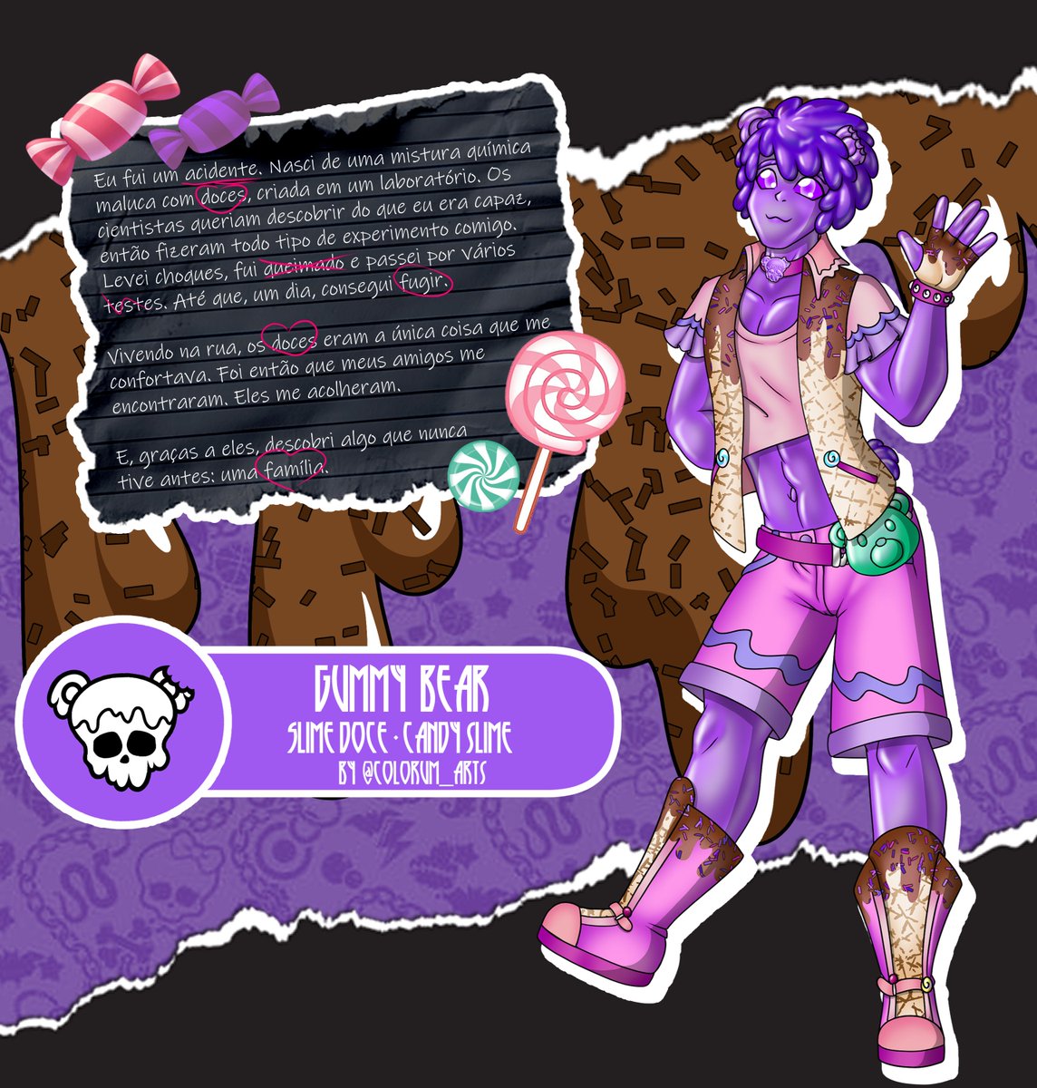 Colorum_Arts's tweet photo. 🍬🧪 GUMMY BEAR 🧪🍬

Oi, gente! Aqui é o Colorum! 🌈✨

Hoje venho apresentar mais um personagem: Gummy Bear! 🍬🐻

Espero que gostem dele tanto quanto eu! 🍬✨

#GummyBear #MonsterHighOC #OriginalCharacter #Slime #Monster https://t.co/CqBW0OwFE0