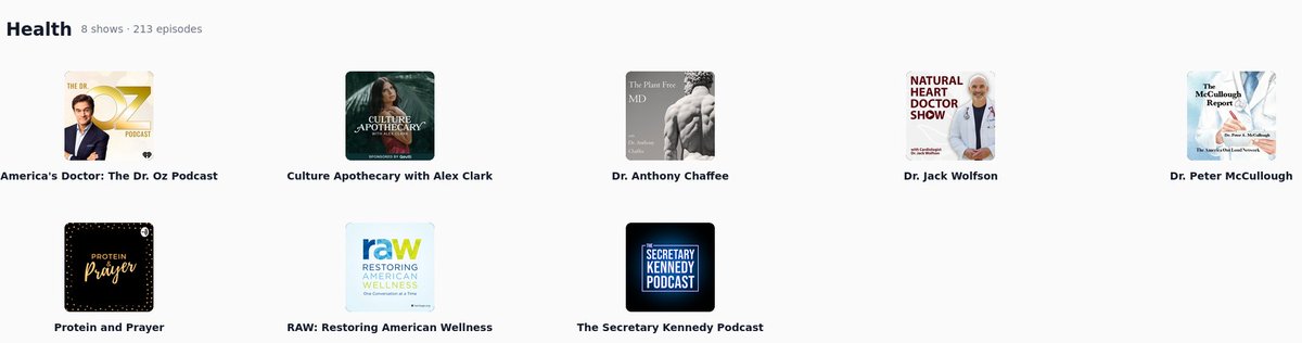 GOPcast's tweet photo. Into conservative health podcasts but always hunting for where each episode is and when it goes live?

GOPcast puts @DrOz, @Realalexclark, @P_McCulloughMD , @SecKennedy and more in one Health category

Find your next episode at https://t.co/KpOzK9ZrSj https://t.co/vX66vzV03x