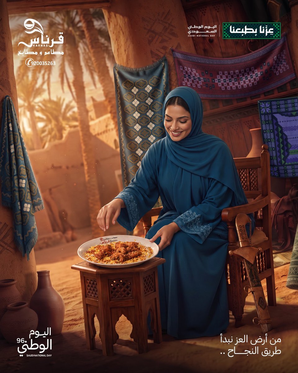 karnas3610's tweet photo. طعم الأصالة الذي يعود بنا لذكريات الجذور.. نقدمه لك بألذ الوجبات وأجودها لنشاركك فرحة الوطن! 🇸🇦🍽️ https://t.co/r4WrmKCNBS