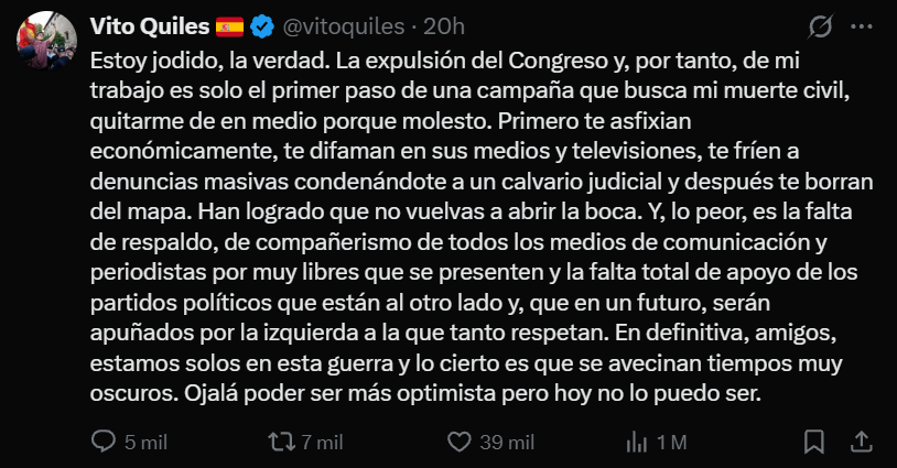 menipipol's tweet photo. No lloréis por la puta vieja; llorad por mí, que ya no voy a poder ir al Congreso https://t.co/ylpm3PnAMT