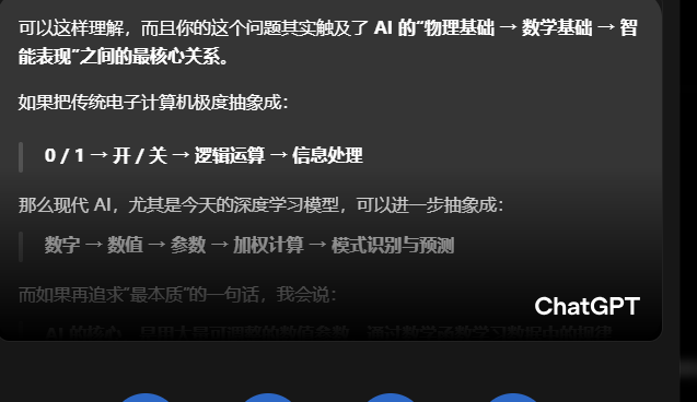Alan30648407's tweet photo. 今天与 ChatGPT 对话中所生成的一段回复，是有关解释 AI 的原理和如何运行的，我认为还是很有意思的，分享出来：
人工智能本质原理 https://t.co/n0PJTrEsS5 https://t.co/aCXG9tGh2t