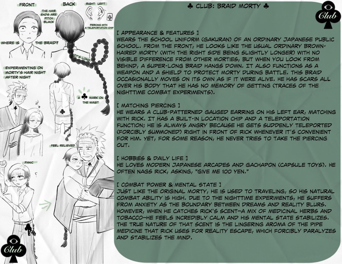 22kin_c137's tweet photo. Dimension ♣️[N-222]♣️ 
(RaMOC) Dimension Character Sheet (2/2)

♣ Braid Morty

#RickandMortyoc #ramoc #rickorty https://t.co/c7Z6DXTwCf