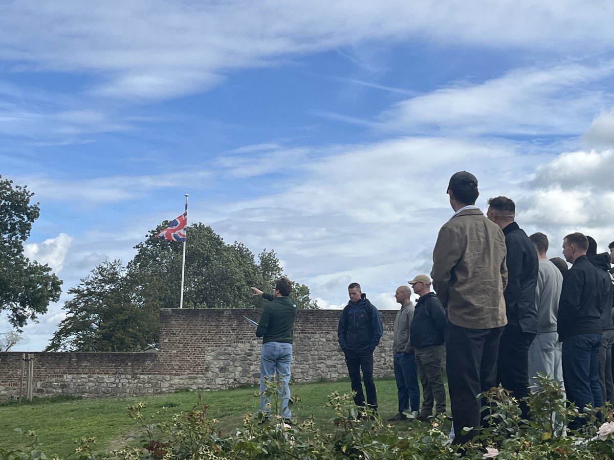 DigWaterloo's tweet photo. Last week, we were at Hougoumont Farm with members of the Coldstream Guards. A great opportunity to talk about the incredible battlefield finds, including Coldstream buttons, as well as the positive impact of archaeology in improving wellbeing for our Armed Forces community. https://t.co/XrsZVfhzX1