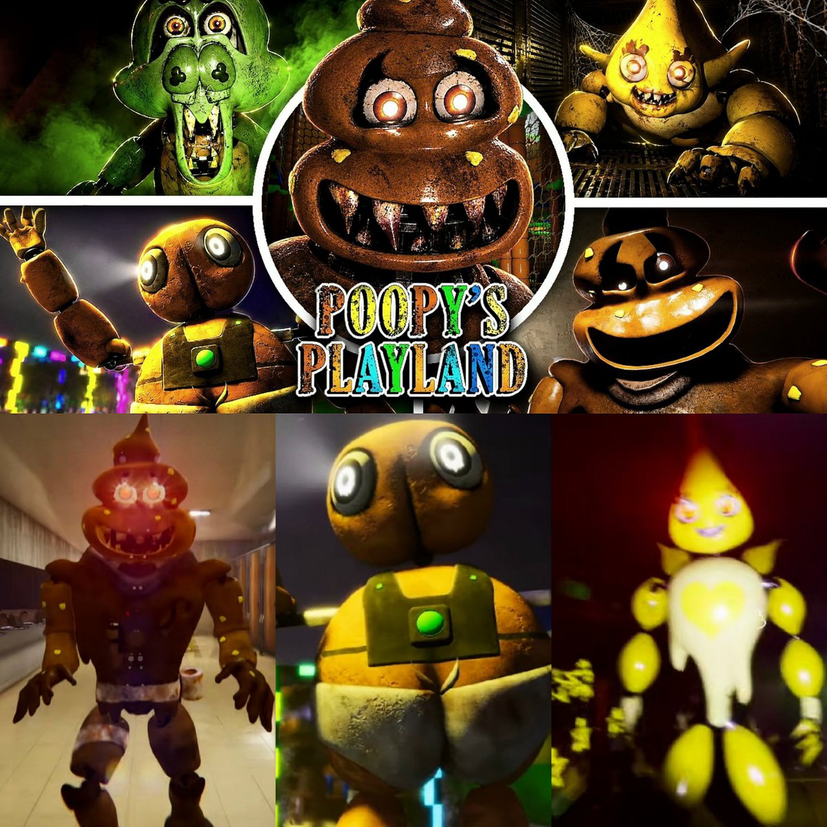 mascotmassacre's tweet photo. 🚨 Poppy's Playland is a Poppy Playtime and FNaF inspired satirical mascot horror game.

Featuring Booty the Butt, Farty, Poopy, and Pee the Piss. Available on Steam. https://t.co/QoC387VIy3