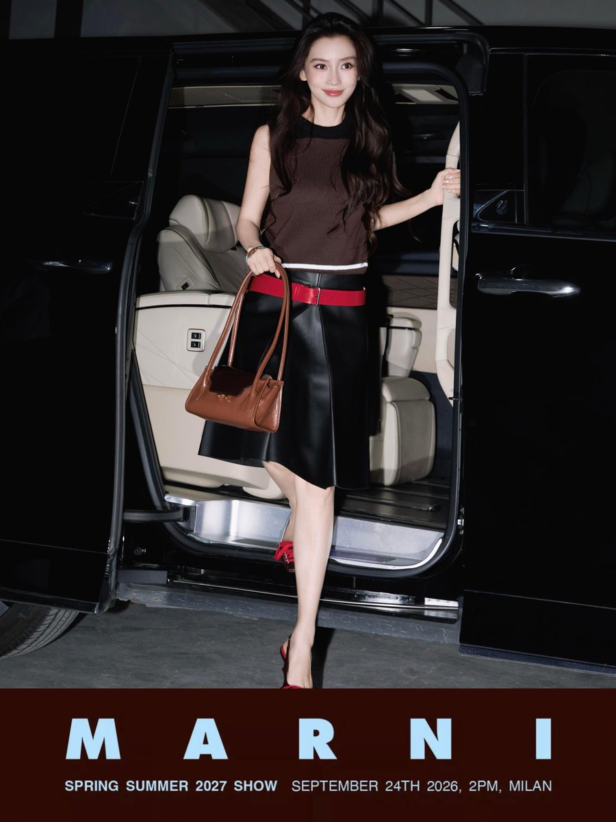 scene5wrp's tweet photo. Representing China, Angelababy is ready for the MARNI Spring/Summer 2027 Fashion Show by Meryll Rogge. 
#AngelababyXMarni #MarniSS27 #Angelababy  #MilanFashionWeek https://t.co/NVCg4U0k4r