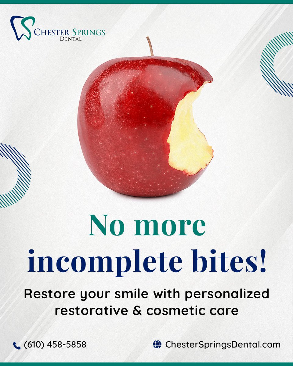 ChesterSDental's tweet photo. Every smile deserves to feel complete. ✨  Take the next step toward a healthier, more complete smile!  
📞 (610) 458-5858 
🌐 https://t.co/oXHGSoXERO  
#ChesterSpringsDental #RestorativeDentistry #CosmeticDentistry #SmileRestoration #DentalCare #HealthySmile https://t.co/qSPPnbDYi8