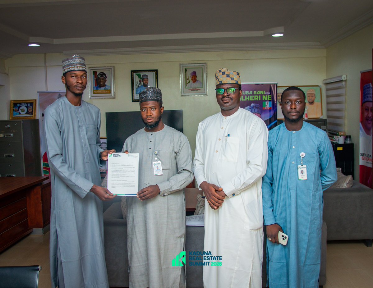 KadRealEstate26's tweet photo. As we ramp up consultations and preparations for the upcoming KRES 2026 our team held a meeting with the DG, Kaduna State Urban Planning and Development Authority Bldr. Abdurrahman Yahya,PhD to brief him on the progress and level of preparations for the upcoming summit. https://t.co/QcKVsZvICm