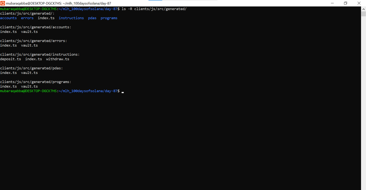 mubaraqabba's tweet photo. Day 87/100 of #Solana

Published my program's IDL on-chain.

Anchor stores it next to the program. Anyone with the program ID can fetch it:

'anchor idl fetch <PROGRAM_ID>'

Then fed the IDL to Codama. It generated a typed TypeScript client. https://t.co/3s3rzMgBdJ