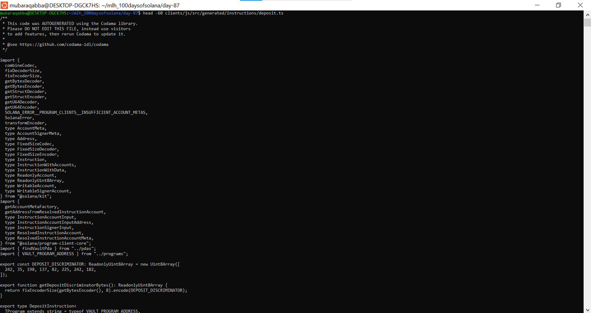 mubaraqabba's tweet photo. Day 87/100 of #Solana

Published my program's IDL on-chain.

Anchor stores it next to the program. Anyone with the program ID can fetch it:

'anchor idl fetch <PROGRAM_ID>'

Then fed the IDL to Codama. It generated a typed TypeScript client. https://t.co/3s3rzMgBdJ