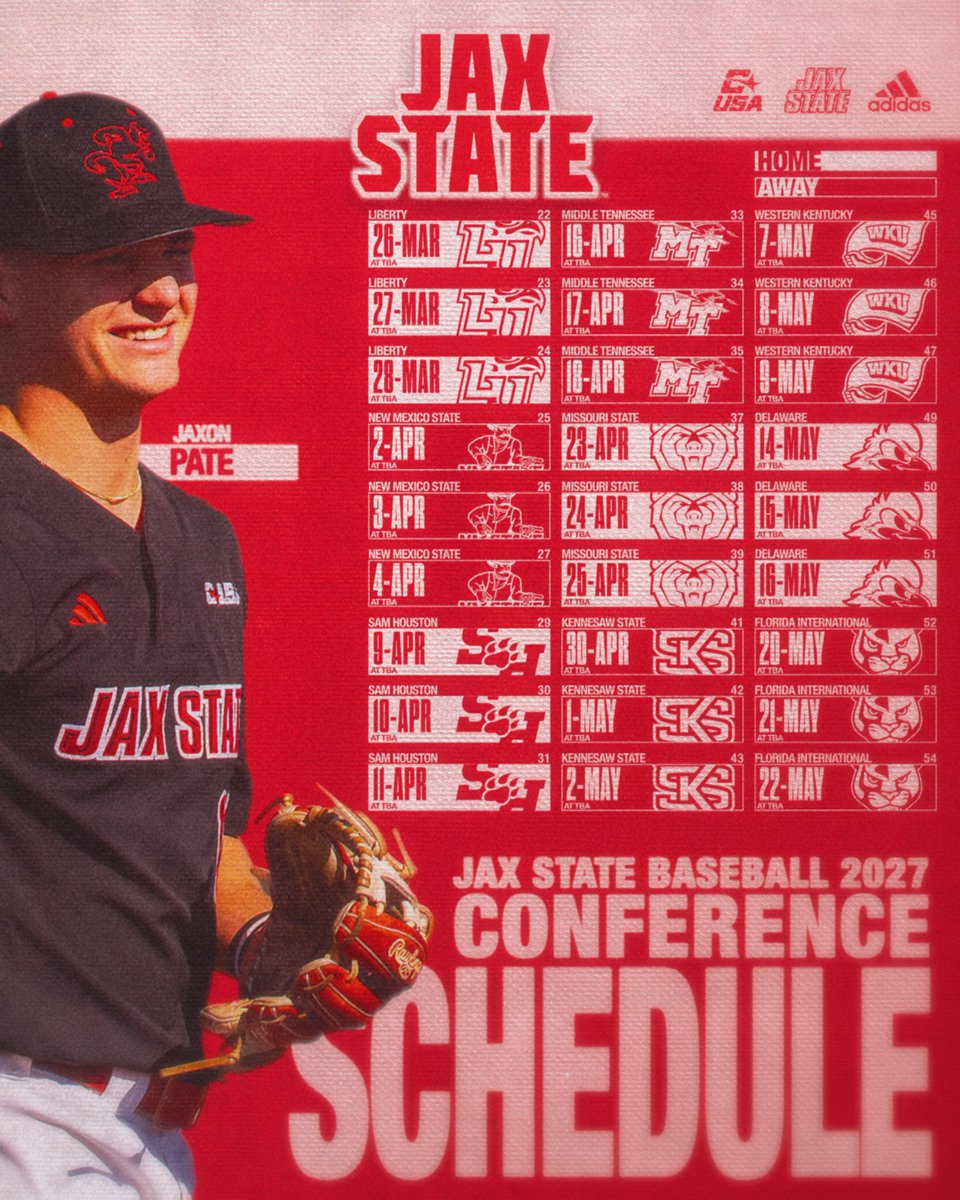 JaxStateBB's tweet photo. Hello CUSA schedule 🤩

#StayCocky🐔 | #FearTheBeak👌 https://t.co/obXXeF8wnS