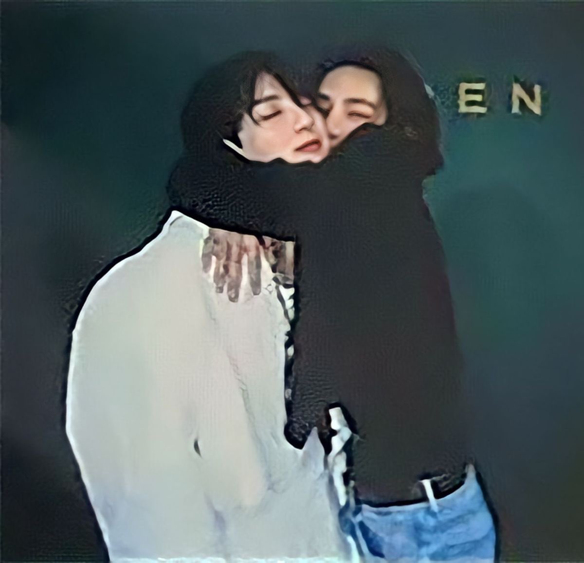 crowkook's tweet photo. obsessed with the way how jungkook closes his eyes everytime taehyung hugs him https://t.co/bQLUbHCMWF