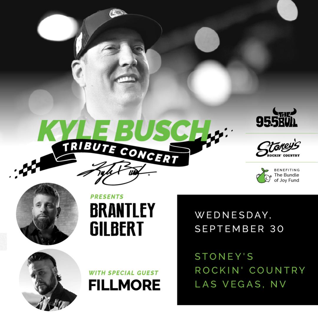 LVMotorSpeedway's tweet photo. An evening to remember Kyle. 💚

Join us on Wednesday, Sept. 30 at Stoney’s Rockin’ Country for the Kyle Busch Tribute Concert, featuring Brantley Gilbert with special guest Filmore.

Come together to celebrate Kyle’s life, legacy and lasting impact while continuing the mission he and Samantha started through The Bundle of Joy Fund.

ℹ️ https://t.co/UuciC7LE7J