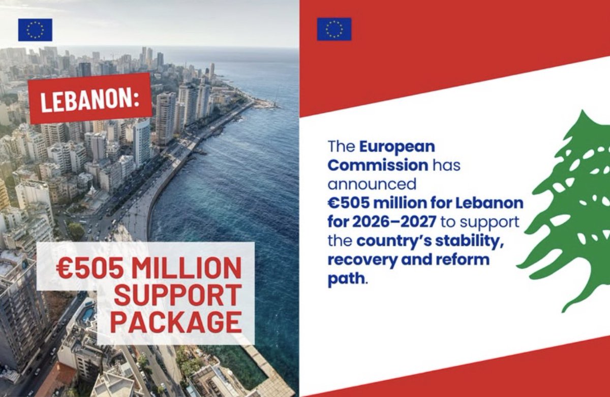 dubravkasuica's tweet photo. Today at #UNGA81, I announced the adoption of €505 million in new EU support for Lebanon for 2026–2027 under our 🇪🇺-🇱🇧 €1 billion package.

The funding will support essential services and the most vulnerable, advance reforms and economic recovery, strengthen security and border management, and support civil society.

Lebanon has taken important steps forward on reforms. We will continue to stand by the country and its people as they work towards recovery, stability and stronger institutions.