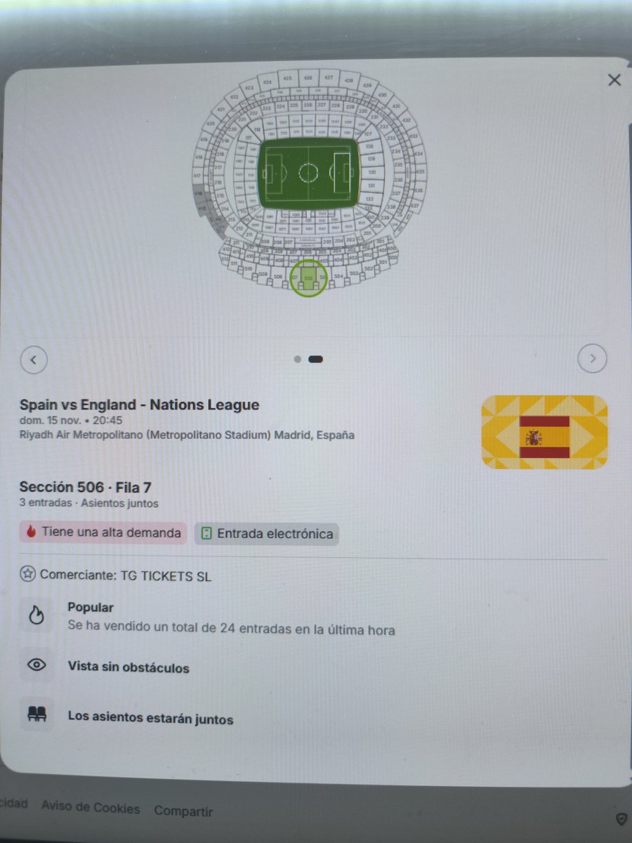 AMUNTVCF4EVER's tweet photo. @rfef
¿Me podéis EXPLICAR... si el ÚNICO lugar para comprar 🎟️ para el partido del próximo 15 NOV  entre 🇪🇸 vs Inglaterra  es la web OFICIAL de la RFEF, cómo es posible que haya otra plataforma que las venda ?

 VIAGOGO 👇 https://t.co/lR8eOKeSaB