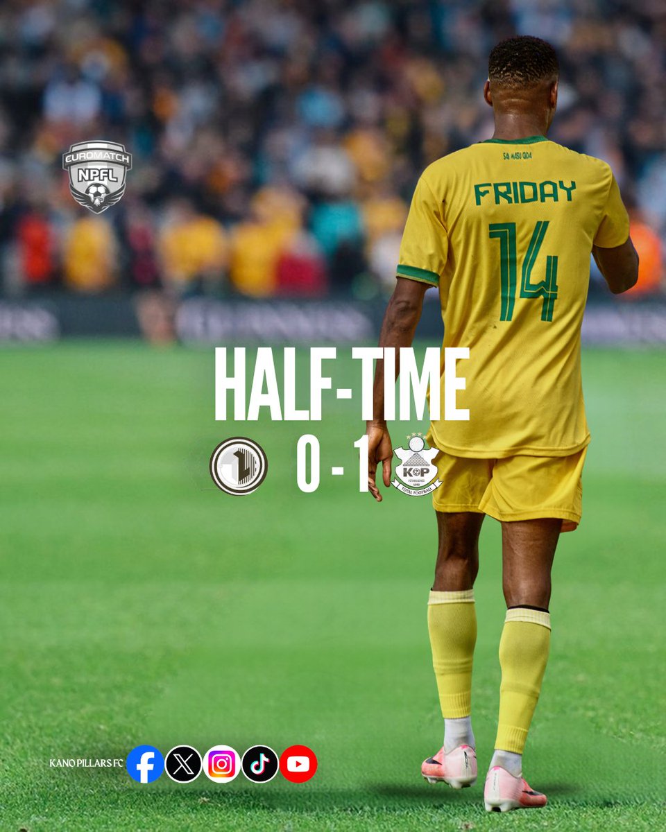 pillarsfc's tweet photo. HALF-TIME
We lead at the break.......
Inter Lagos 0-1 Kano Pillars
Ubong Friday 32', assisted by Ahmed Musa.
#NPFL27
#MD5
#INTPIL
#SAIMASUGIDA https://t.co/VVhkdBIpNR