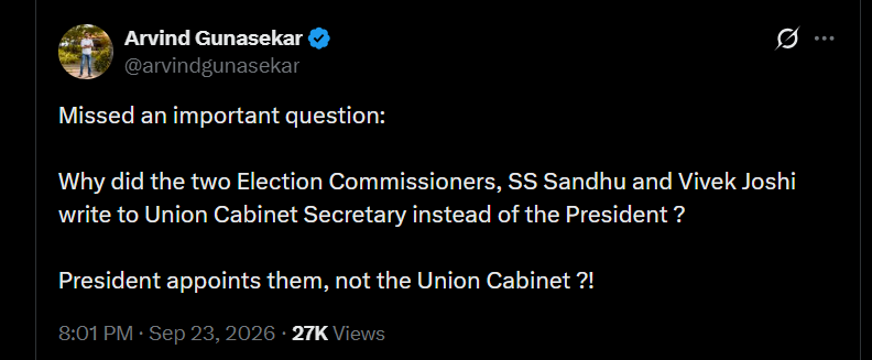 AjoyDharmavaram's tweet photo. @tranquiltempes1 @sreekumar_iyer @muralitwit @ElectoralBond25 @gregorydante3 @dennisckurian @dzango71 @berserker808 @NeelDas83815238 @maverick_usp @Saatchi2022 @KnKsnKarn @sheikheliyas @Rajkumar_104 @Soren_Media @Vijjirosagmail1 @Ad_Tel_210168 @Broufus @IamBombaywallah @tanmoyofc @RahulSeeker @ravikaimal @humbleindiancz @asma_asaf @sidds2012 @ApVeng @ybabblloo @ComradeBlk @mukundbrahmin @DrRavenwin95421 @Drkrishna_ @suneet7954 @dennism___ @sita_begum @FaceRealism @DhananjayaVerm4 @yeshop1 @davidbuntix @Vijaya022014 @warrierramesh @nanda_ramesh @kann_hari @surigeeta @Malavtweets @rbmipcanepal @jayantashandil1 @indrani_31 @LegacyofAshes #ArrestGyaneshKumar #ScrapSIR
Because Pres like SC has been reduced to a rubber stamp.
There CANNOT be elections as usual after this SIR.
CEC will not resign & SC will not act.
The ball is with the opposition. They must start mass agitations and not stop till he is forced out! https://t.co/KqRMCYMi2D
