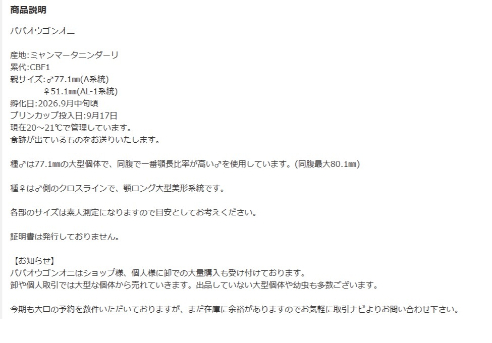 B8Y5ME5tgrM9YSd's tweet photo. 今日ヤフオクで落札されてしまい、早速次の出品をしています
・1♀からの卵が9月中旬に20頭以上同時に孵化したことになります。ありえません。
・同時期に他の♀からの幼虫も10頭以上同時に孵化し、これもプリカに入れてすぐに大きな食痕。出ません。
・幼虫の画像が30頭以上同じ
↓続く https://t.co/DWANGUjCNA