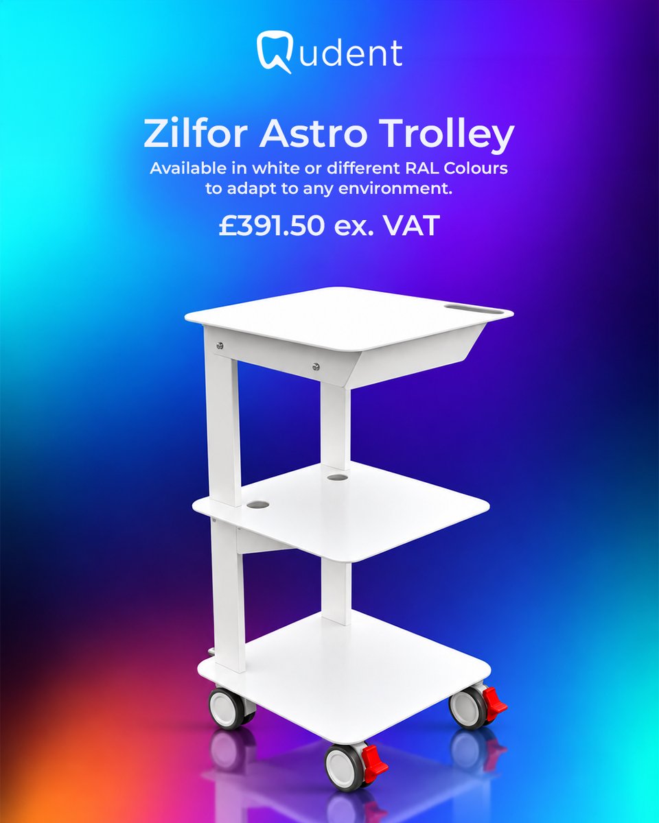 qudentuk's tweet photo. Smart organisation for any space! ✨ The Zilfor Astro Trolley features 3 spacious shelves and is available in white or various RAL colours. Perfect for professional settings with easy manoeuvrability. 

💷 £391.50 ex. VAT  
🌐 Shop now: https://t.co/WNC9fSNv3l https://t.co/Zurcn0Ootv