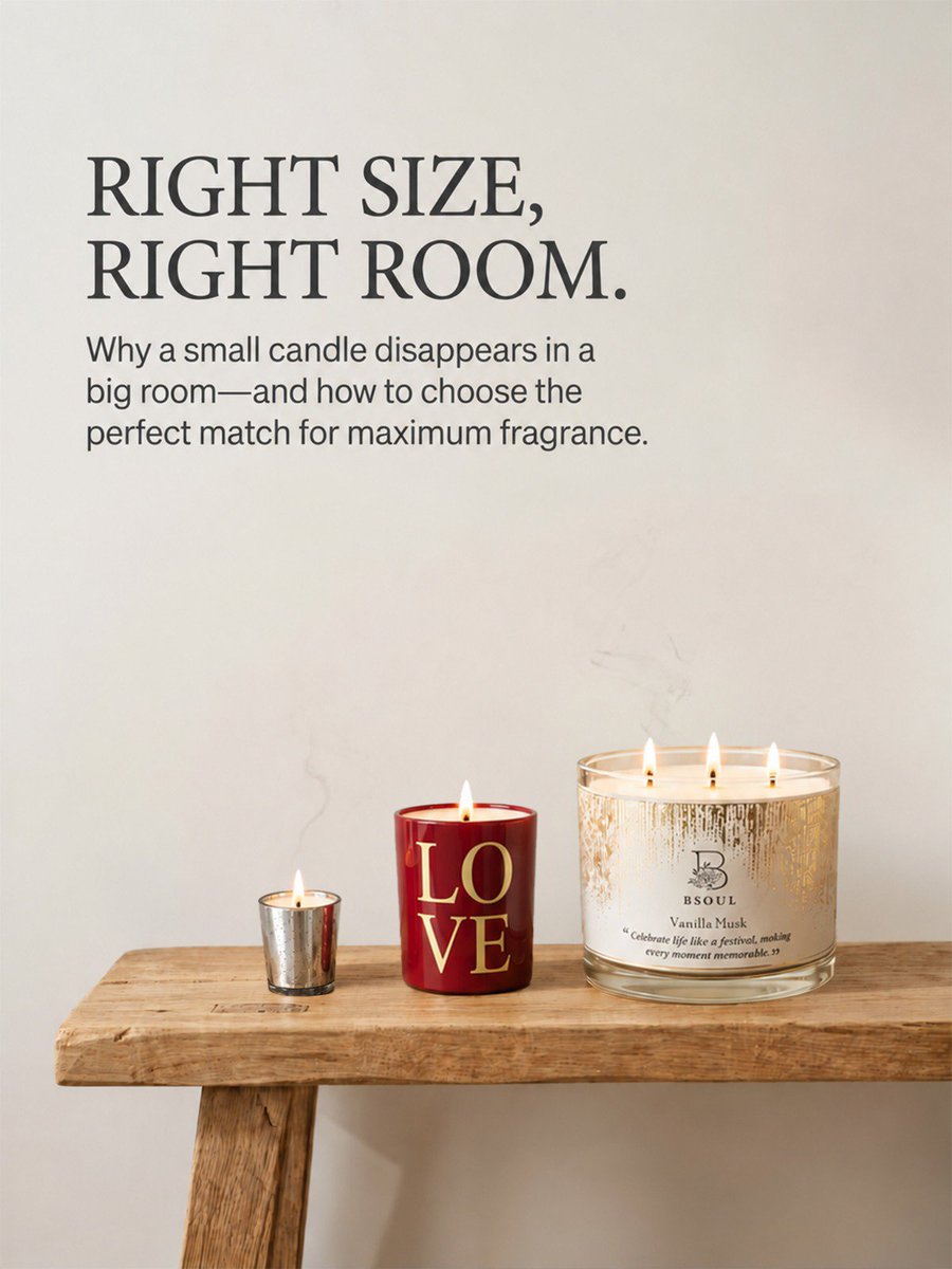 officialbsoul's tweet photo. The right candle. The right space. The right mood.
From cozy corners to spacious rooms, choose your candle size for the fragrance throw your space deserves.
Find your perfect BSOUL candle and NURTURE YOUR SOUL.
#BSOUL #ScentYourSpace https://t.co/T3HQftmLsR