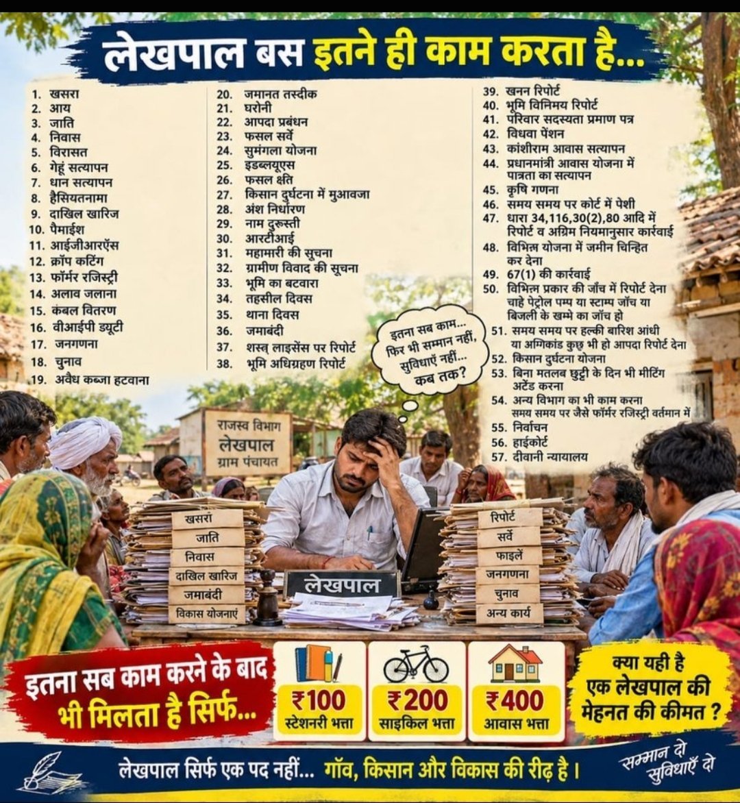 abhay______sing's tweet photo. लेखपाल संवर्ग को 2800 ग्रेड पे दिए जाने की मांग लंबे समय से उठ रही है। जिम्मेदारियों और कार्यभार के अनुरूप वेतनमान पर निर्णय होना चाहिए। #लेखपाल_की_जायज_मांगे
#लेखपाल_की_जायज_मांगे https://t.co/ZZQdDAFnK4
