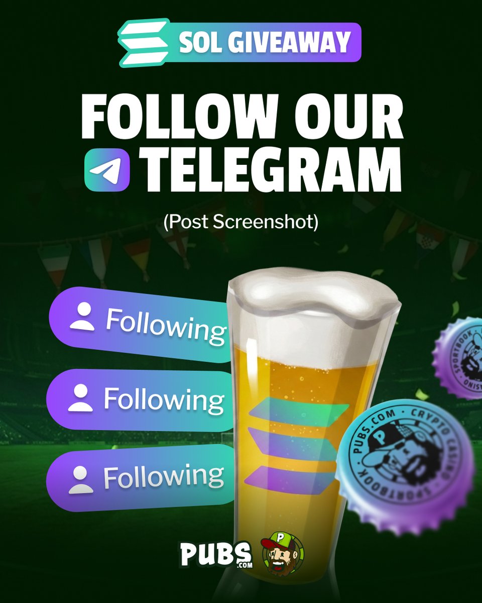 pubscasino's tweet photo. 🚨 SOLANA GIVEAWAY 🚨

We're giving away 1 $SOL everyday until the end of September! 🔥

Today's entry:
Follow our Telegram (link in replies), drop us a screenshot 📸
Like and repost 🔁❤️
Follow us 👤

One random winner announced tomorrow! https://t.co/dXbteRiPtr