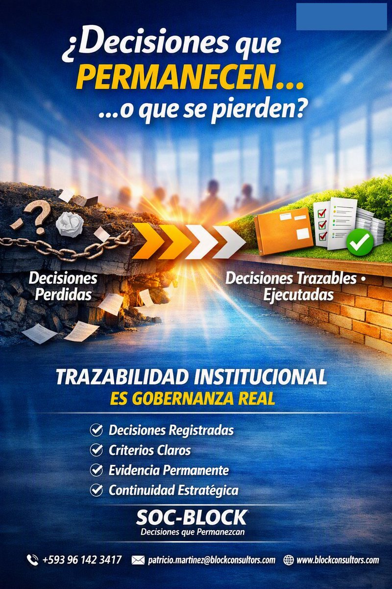 BLOCKCONSULTORS's tweet photo. ¿Sin estructura institucional? 
Pierdes dinero. 
Asumes riesgos. 
Te estancas. 
SOC‑BLOCK instala la arquitectura que tu empresa necesita.
https://t.co/l7iHHxPXpI https://t.co/symaKPhpJT