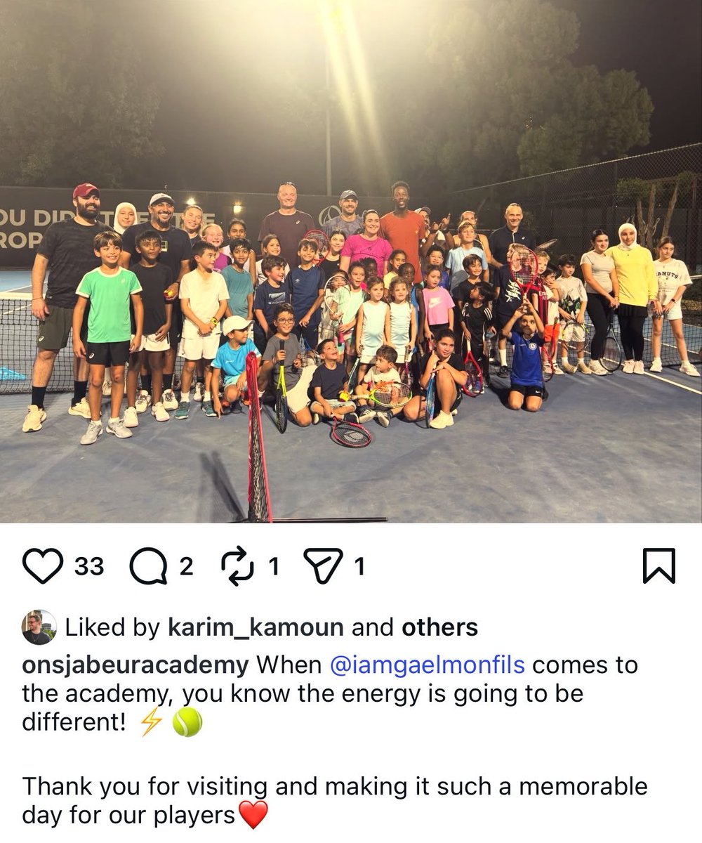 lawanda50's tweet photo. Gael Monfils visited the Ons Jabeur Academy. 🥰❤️ https://t.co/x2b9Iq04XB