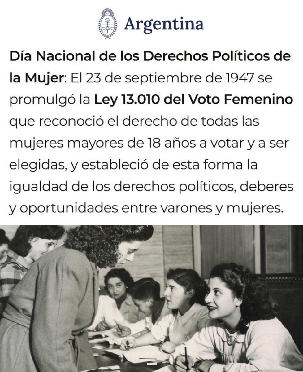 Juli3CGallagh3r's tweet photo. Gracias a las sufragistas, como Lanteri y Moreau de Justo, y a la voluntad política del peronismo con Evita Perón a la cabeza, hace tan solo 80 años las mujeres tenemos los derechos políticos de votar y ser elegibles, alcanzando así nuestra calidad de CIUDADANAS en Argentina. https://t.co/QozR0I5Hiw