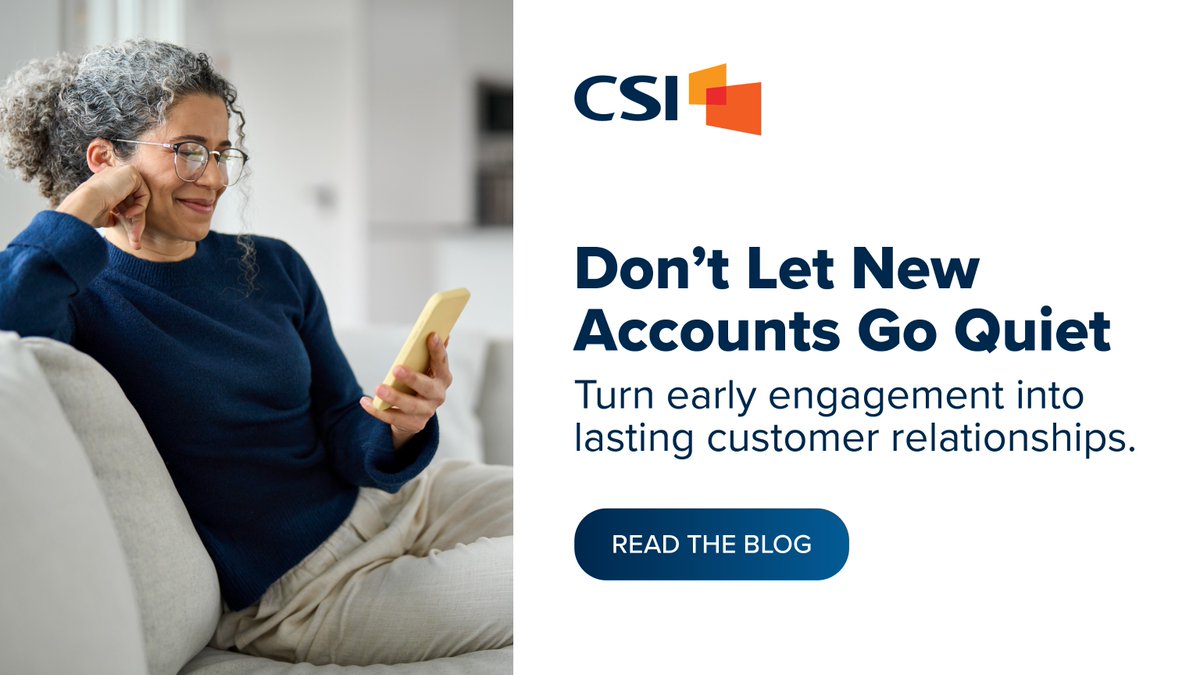 CSIsolutions's tweet photo. A new account doesn't automatically lead to engagement - or long term retention. 

Timely guidance helps drive direct deposit, mobile banking adoption and other behaviors that build lasting relationships. Learn how FIs can keep the momentum going: https://t.co/JaKYXCd0sa https://t.co/8XDvKGCy4k
