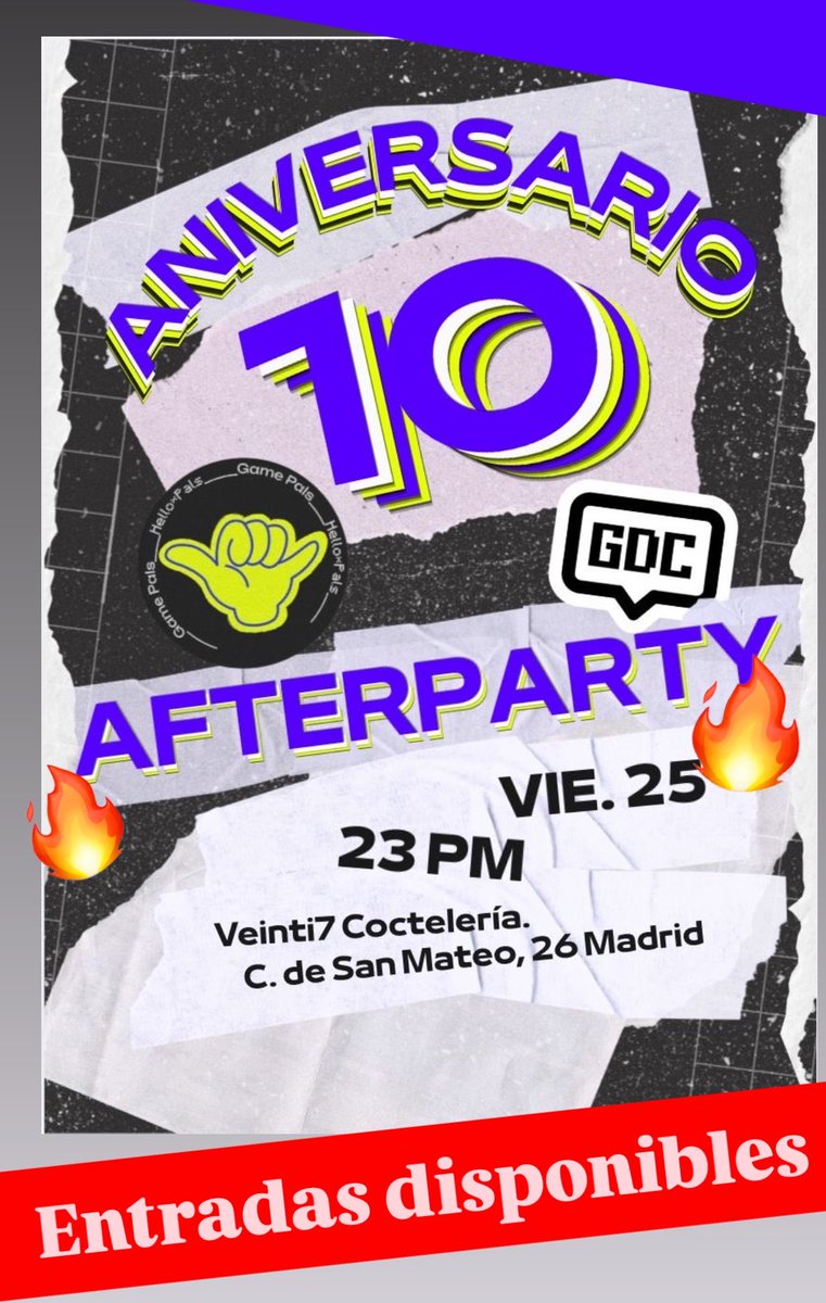 gdc_charlas's tweet photo. 🚨MÁS ENTRADAS DISPONIBLES🚨

Ya podéis conseguir vuestra entrada para   el afterparty de @gdc_charlas x @GamePals_dev 🪩

🎟️ Recordad: una entrada por persona, con nombre y apellidos. Si no apareces en la lista, no podrás acceder

Nos vemos el viernes!💃

https://t.co/p1cjjyr0Ji https://t.co/uZqqvrSzeo