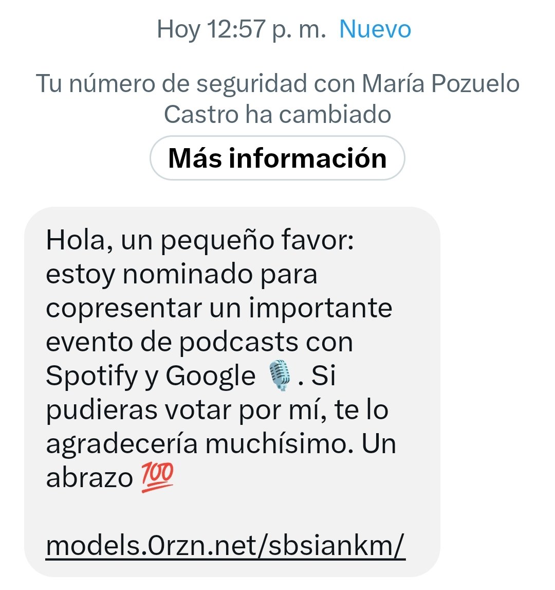 Scarlett_GJ's tweet photo. Me temo que han hackeado la cuenta a María Pozuelo, coordinadora de @podem_cat 
Me ha llegado este mensajes y no lo envía ella https://t.co/0q82nH7BlL