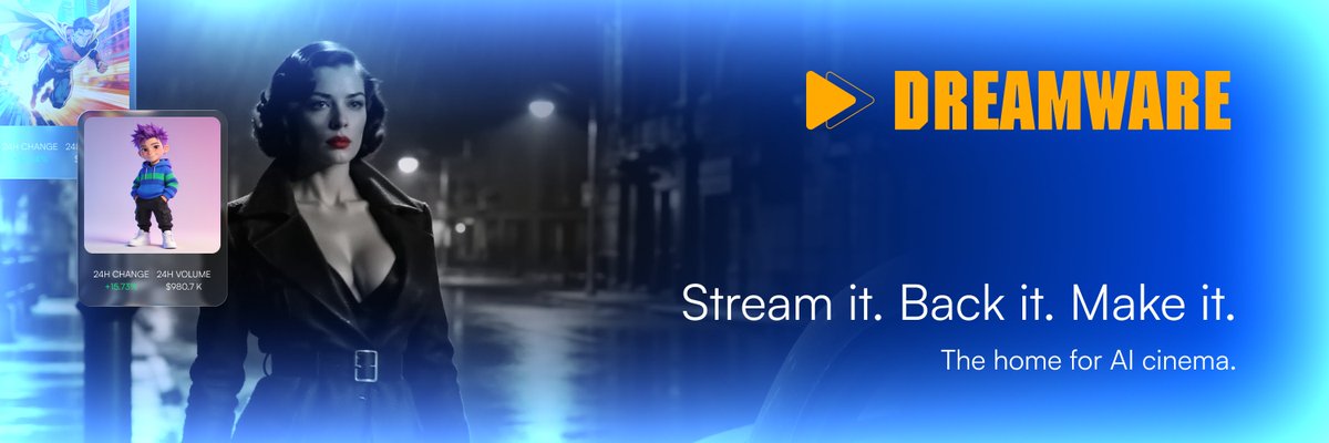 DreamwareAI's tweet photo. YouTube says AI content is "unsatisfying" and "off-putting." 

Get over here instead.

Dreamware has been built for AI creators. A home for your films. An audience that's yours. Creator Coins that give your fans the chance to back your work.

Bring your story today. https://t.co/gfKTXn6t0q