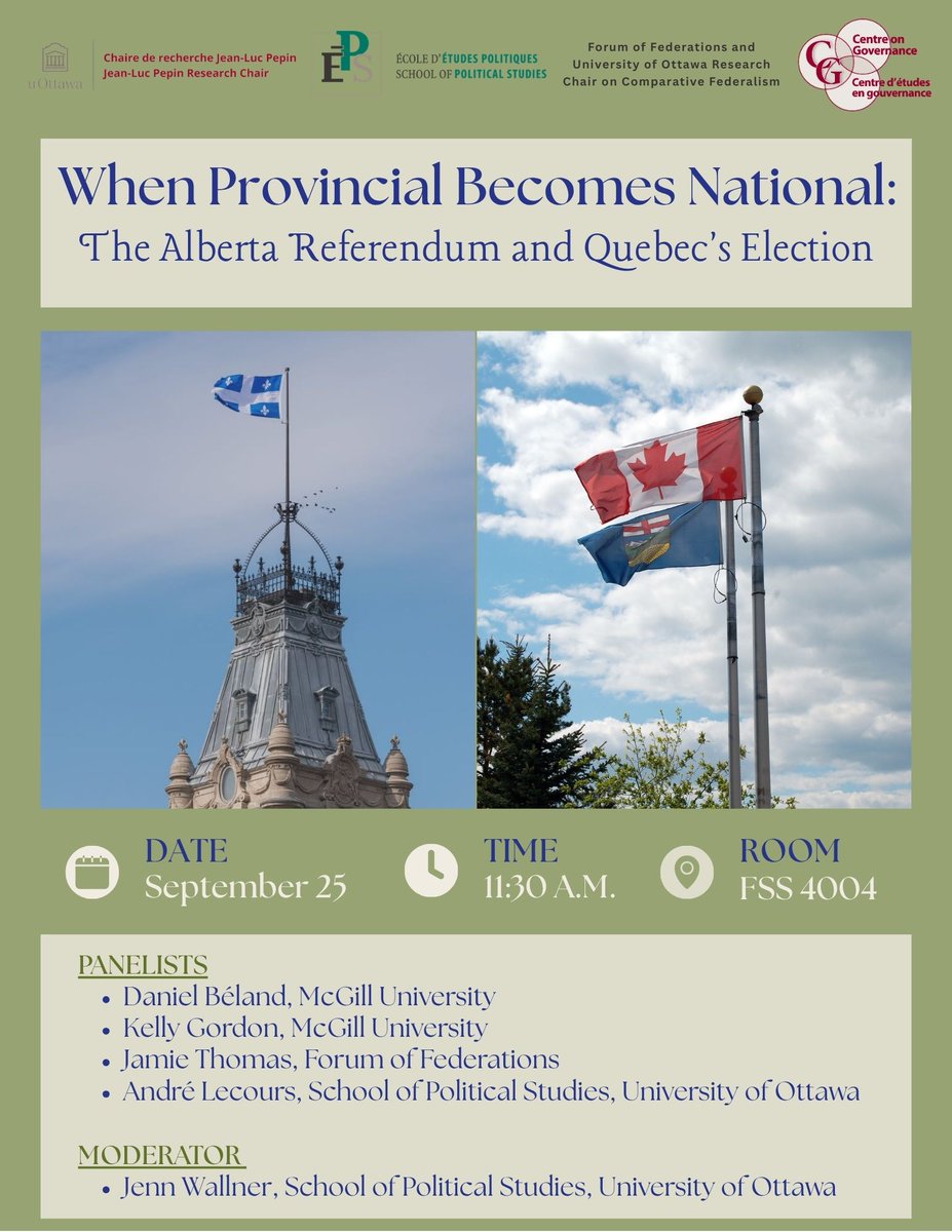 ForumFed's tweet photo. 𝗟𝗲 𝗳𝗿𝗮𝗻ç𝗮𝗶𝘀 𝘀𝘂𝗶𝘁 ⬇️

October will be a compelling month in the contemporary Canadian federation as peoples in both Quebec and Alberta reconsider the integrity of the Canadian state. https://t.co/HoROOEz6vb