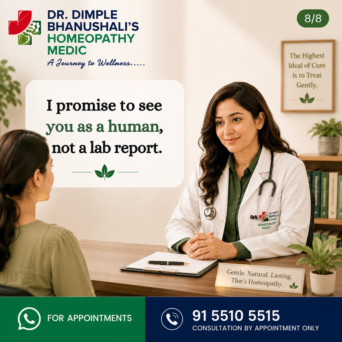 KyleHaakin22o's tweet photo. You’re more than your reports—you’re a person with a story. At Dr. Dimple Bhanushali’s Homeopathy Medic, every consultation begins by understanding your lifestyle, emotions, health history, and well-being. True healing starts when someone listens. https://t.co/Nq3XqV9hCB