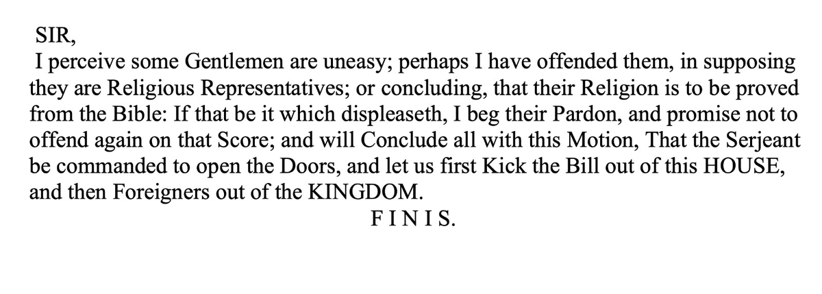englishexit's tweet photo. Sir John Knight MP 1693.  The whole speech was burnt as it caused offense.  It was similar to Enoch Powels speech.  Spelling out the future . . .  he was right.  In 1708 they allowed the Bill in 1711 they abolished it and denaturalized the immigrants. https://t.co/3sUATobtQe