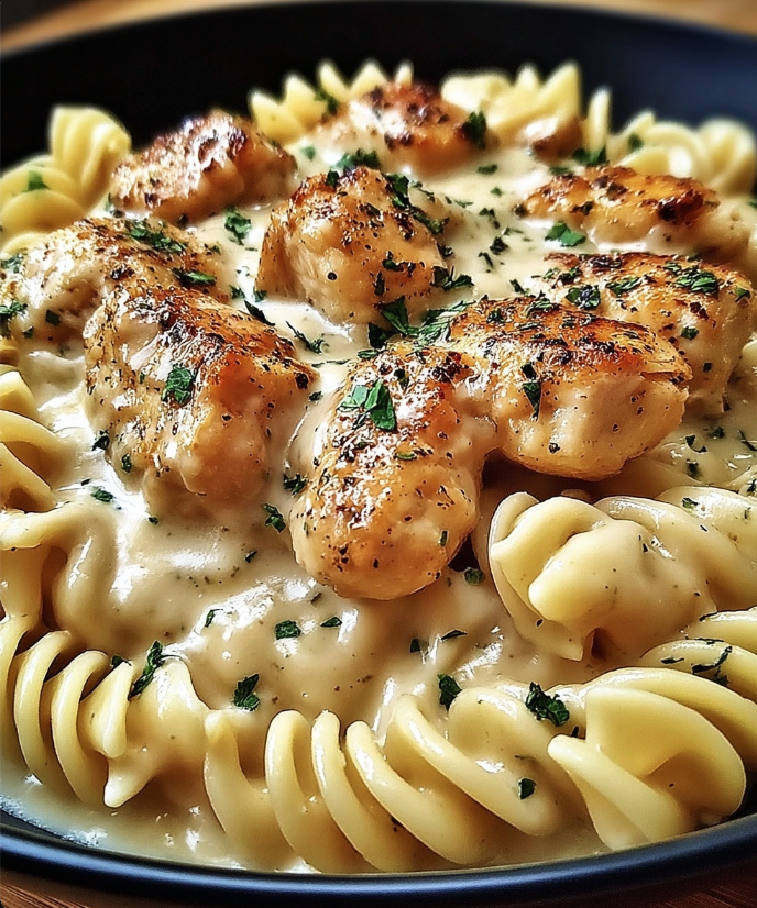 summer_food's tweet photo. Rich Parmesan Rotini with Tender Chicken in Garlic Butter Sauce

🛒 Ingredients
2 tablespoons unsalted butter

1 tablespoon olive oil

3 garlic cloves, minced

2 boneless, skinless chicken breasts, diced

Salt and black pepper, to taste

1 teaspoon Italian seasoning

½ teaspoon red pepper flakes (optional)

2 cups chicken broth

1 cup heavy cream

1½ cups grated Parmesan cheese

3 cups cooked rotini pasta

½ cup fresh parsley, chopped

Extra grated Parmesan, for garnish

👩‍🍳 Directions

1️⃣ Sauté the Aromatics
Heat the butter and olive oil together in a large skillet over medium-high heat. Once melted and shimmering, add the minced garlic and sauté for about 30 seconds, just until fragrant. Be careful not to let the garlic brown, as it can become bitter.

2️⃣ Cook the Chicken

Season the diced chicken evenly with salt, pepper, Italian seasoning, and red pepper flakes if using. Add the chicken to the skillet in a single layer and cook for 5–6 minutes, stirring occasionally, until the pieces are golden on the outside and fully cooked through. Remove the chicken from the skillet and set aside.

3️⃣ Build the Sauce
Pour the chicken broth into the same skillet, scraping up any flavorful bits stuck to the bottom. Add the heavy cream and bring the mixture to a gentle boil, then reduce to a simmer. Let it cook for about 5 minutes, allowing the sauce to thicken slightly.

4️⃣ Add the Parmesan
Gradually stir in the grated Parmesan cheese, whisking constantly until it melts completely and the sauce becomes smooth, creamy, and glossy. Taste and adjust seasoning if needed.

5️⃣ Combine Pasta and Chicken
Add the cooked rotini pasta to the skillet, followed by the cooked chicken. Stir gently to ensure every piece of pasta and chicken is evenly coated in the garlic butter Parmesan sauce. Simmer for 2–3 minutes, just until everything is heated through and well combined.

6️⃣ Finish and Serve
Remove from heat and sprinkle generously with chopped fresh parsley. Serve immediately with extra Parmesan on top for an added burst of flavor.