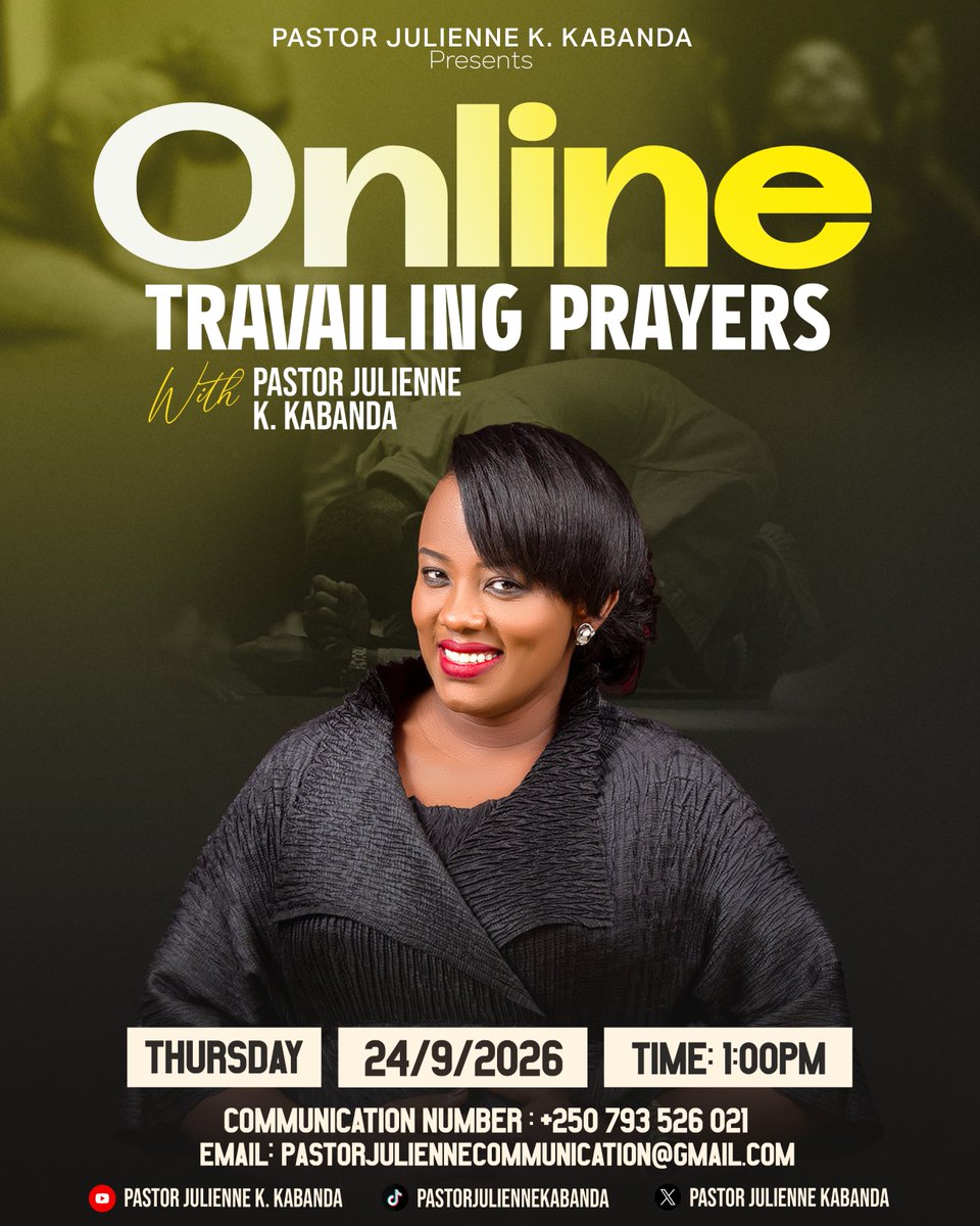 PastorJulienneK's tweet photo. Online Travailing Prayers continue tomorrow, 24th September 2026! We are stepping into our inheritance. Invite your family, relatives, and friends to join us in prayer. God bless you! https://t.co/nkt0YdHGAi
