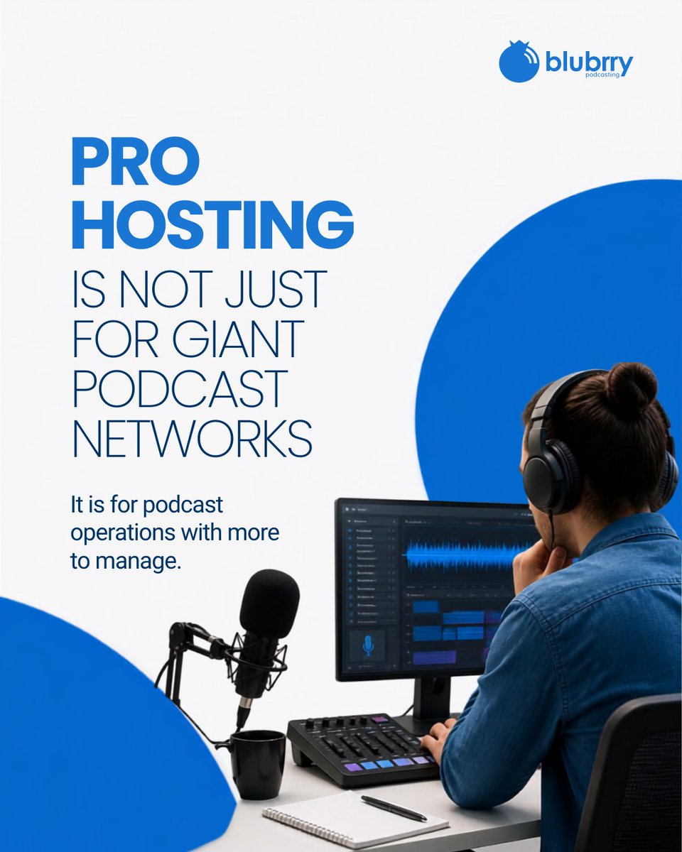blubrry's tweet photo. You do not need millions of downloads or a giant podcast network for your hosting needs to become more complex.

A business may be producing several shows.

A growing team may need multiple people involved in publishing.

An organization may need a clearer way to manage shows, users, advertising, and advanced workflows.

That is where the difference between more publishing capacity and a more advanced hosting setup becomes important.

Blubrry Pro Unlimited is designed for networks, teams, organizations, businesses, and other podcast operations managing more moving parts.

It is less about how famous your podcast is.

It is more about what is happening behind it.

Explore Pro Hosting at https://t.co/JvehMioc8M.

You own your show. We make it easy to optimize.

#ProHosting #PodcastTeams #PodcastManagement #Blubrry