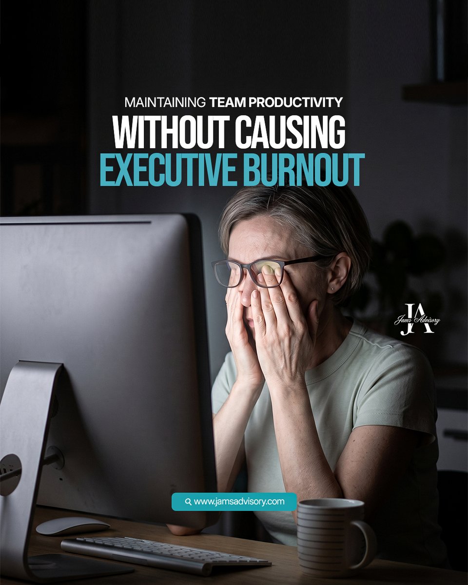 JAMSAdvisory's tweet photo. MAINTAINING TEAM PRODUCTIVITY WITHOUT CAUSING EXECUTIVE BURNOUT.
Read the full article ๐ https://t.co/woPOi24jzk
#TeamProductivity
#ExecutiveBurnout
#JAMSAdvisory https://t.co/5fYj3JSLYp