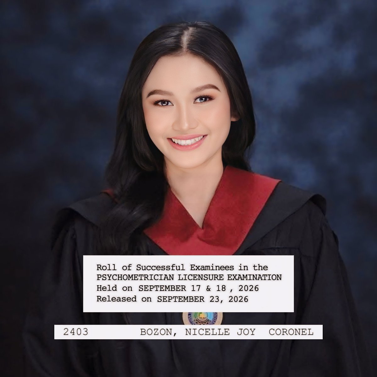 astralextia's tweet photo. Identity reveal? 

From this 16 year old girl from MNL48 to a Registered Psychometrician this year! The little you is proud of you, self. 

To God Be the Glory! 

Nicelle Joy Bozon, RPm, CHRA 💛 https://t.co/Qp4MnooaZk