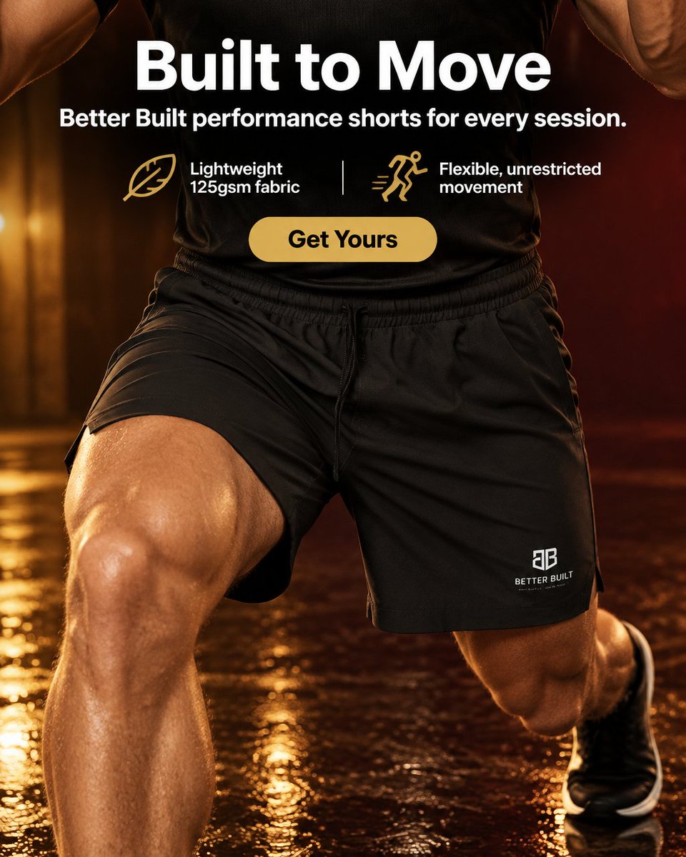 BetterBuilt2026's tweet photo. Move freely, train harder, and look sharp in Better Built Performance Training Shorts! Lightweight stretch and clean lines for squats, sprints, or errandsโown every session. ๐๐๏ธโโ๏ธ #Fitness #WorkoutShorts Tap the link in bio. https://t.co/BEeiAZb666