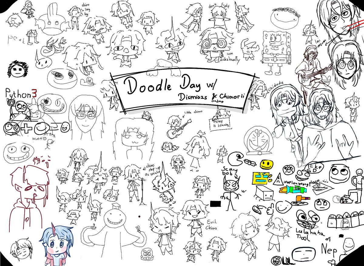 dismiazs's tweet photo. Thank you everyone that joined! This is the drawing we did. Didn't thought that the canvas will be this full. Also thank you @chimorii97 for being our guest today! https://t.co/UVxKsSoLR5